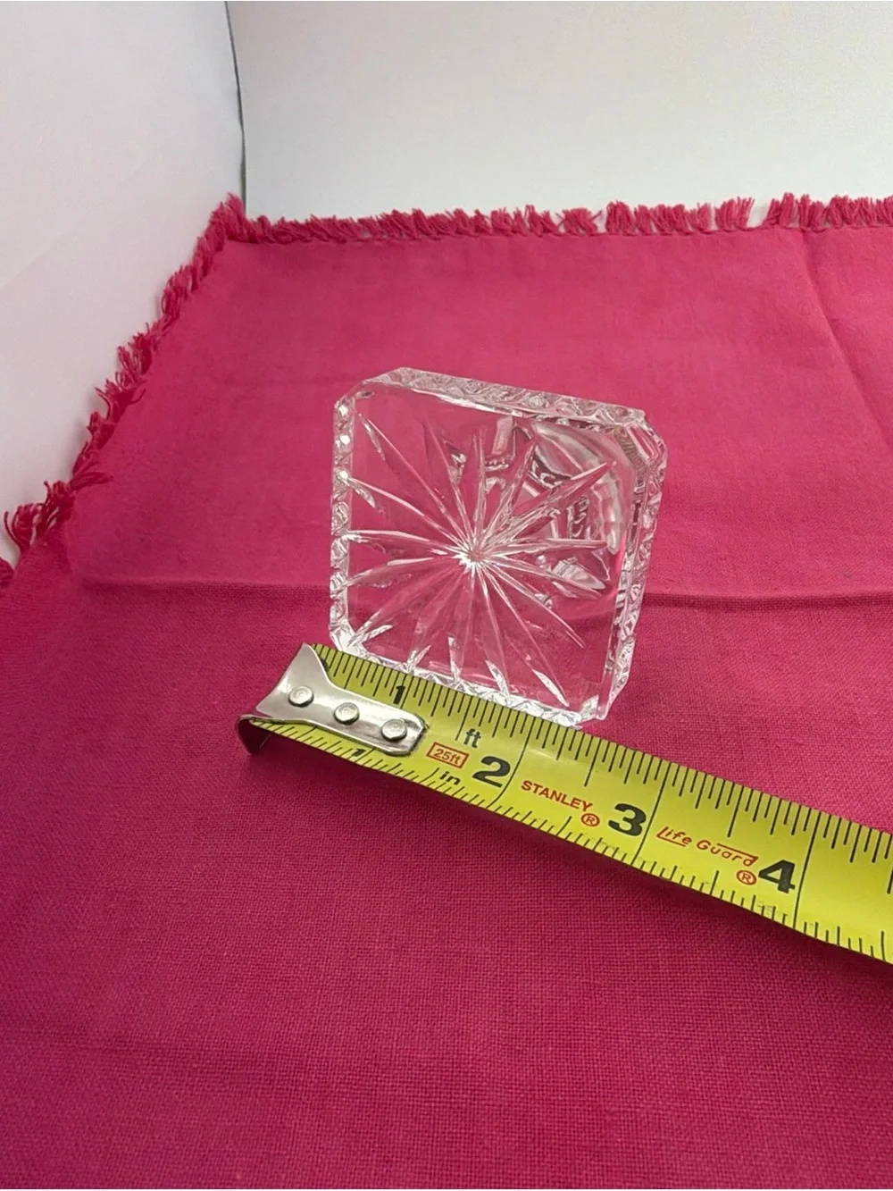 Vintage Clear Cut Crystal Pinwheel Square Decanter with Stopper